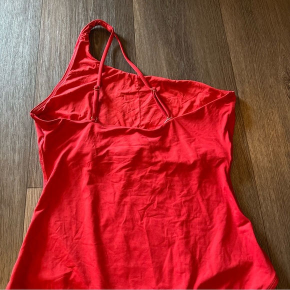 Andie Red One-Piece Asymmetrical Swimsuit - Picture 5 of 9